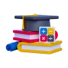 icon colored 3d books calculator