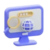 icon colored 3d monitor display globe magnifier